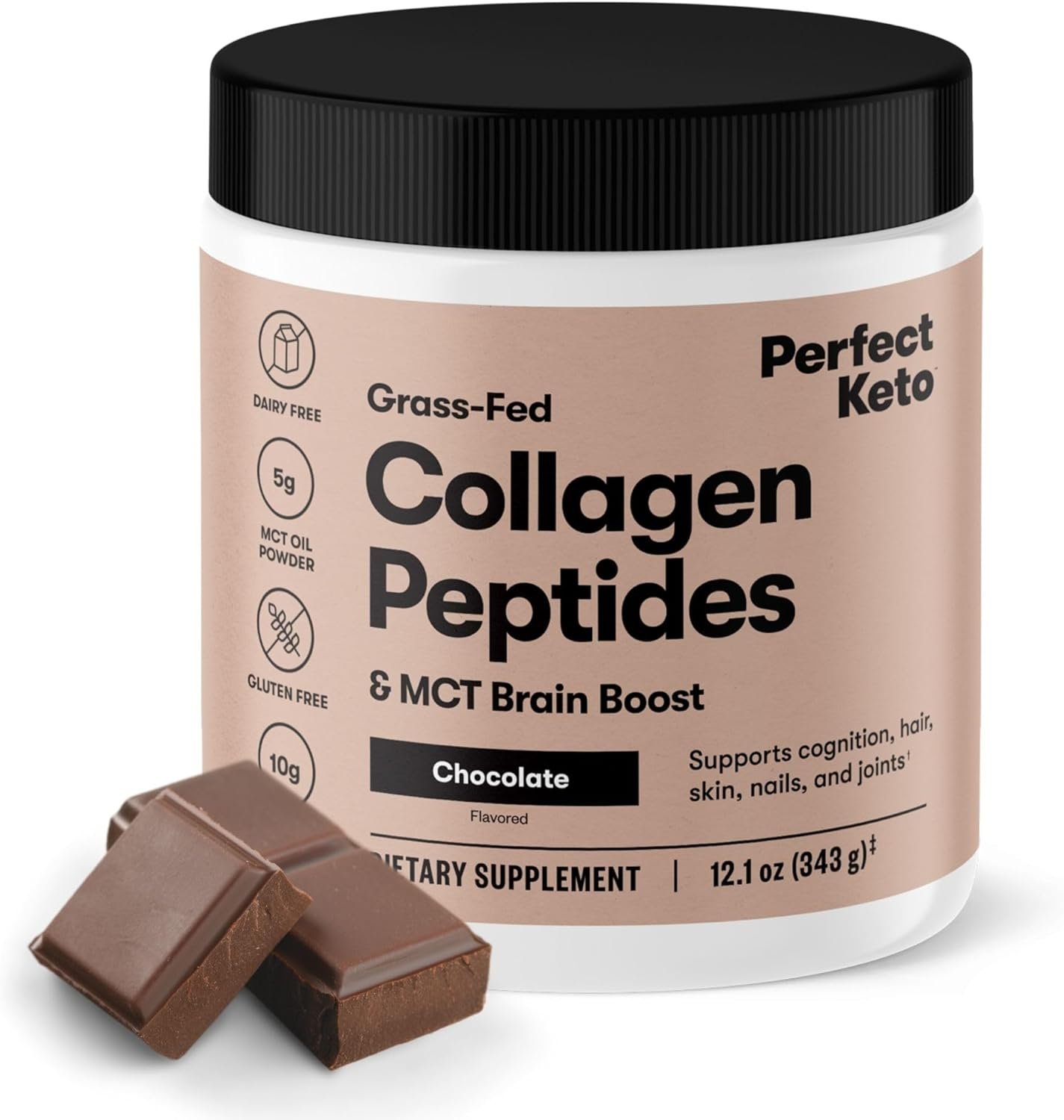 Perfect Keto Collagen Peptides Protein Powder with MCT Oil, Hydrolyzed Collagen, Type I & III Supplement, Gluten Free, Grass Fed, Low Carb, Keto Coffee Creamer, Collagen for Women & Men, Chocolate - Image 2