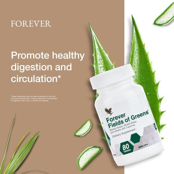 Forever Living - Fields of Greens, Green Superfood Supplement with Barley Grass, Wheat Grass, and Alfalfa to Cleansing and Alkalizing, 80 Tablets - Image 5