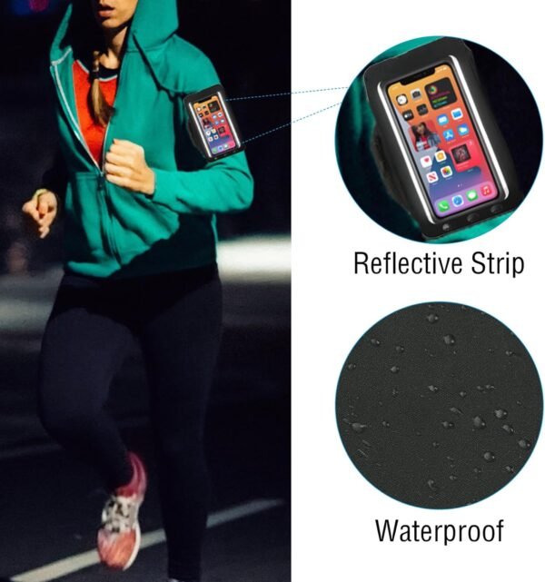 Running Armband with Air Pods Bag, Phone Holder for Running, Cell Phone Armband for iPhone 14 13 Pro 14 Plus Galaxy S23 S22 S21 S20, Water Resistant Sports Workouts Arm Band for Women & Men - Image 5