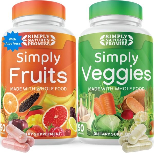 Simply Nature's Promise - Packed with Over 40 Different Fruits & Vegetables - Made with Whole Food Superfoods - with Aloe Vera - 100% Soy Free – 180 Capsules - Image 2