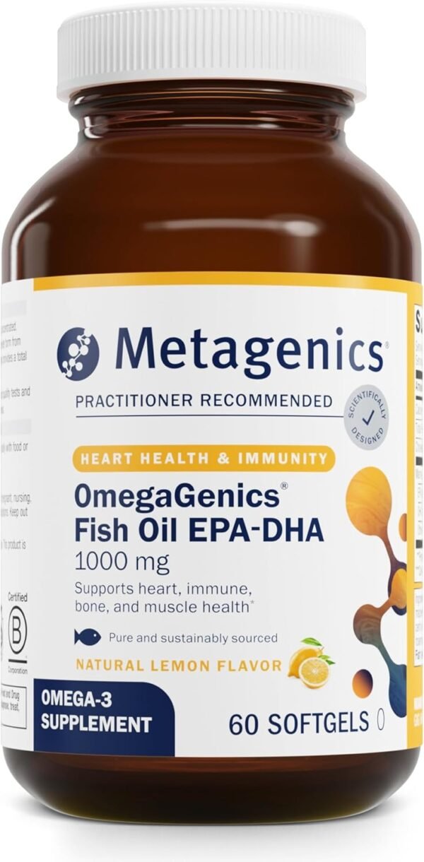 Metagenics OmegaGenics Fish Oil EPA-DHA 1000 - Omega-3 Fish Oil Supplement - for Heart Health, Musculoskeletal Health & Immune System Health* - with DHA & EPA - 120 Softgels - Image 2