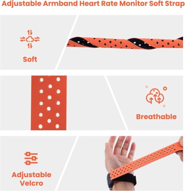 LIVLOV V11 Replacement Armband Strap Compatible with Scosche Rhythm+, Polar OH1, Magene Heart Rate Monitor, 25mm Adjustable Waterproof Wristband for Garmin Smartwatch - Image 6