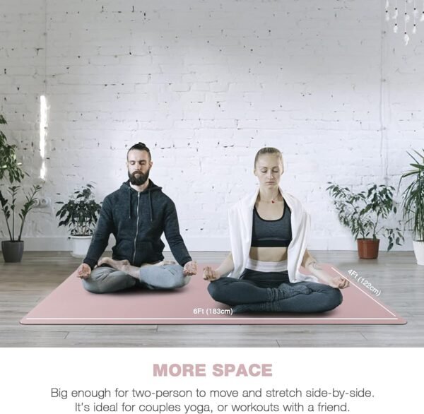 Large Yoga Mat for Men and Women 1/4 & 2/5 Inch Extra Thick TPE Fitness Mat for Home Gym Workout, Non-Slip, Eco Friendly Exercise Mat for Yoga, Pilates, Stretching, Meditation - Image 6
