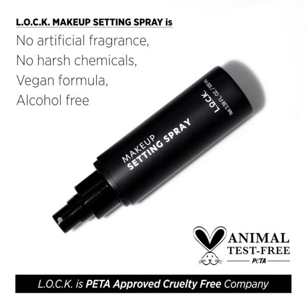 L.O.C.K. Makeup Setting Spray – Makeup Fixing Sealer Spray Mist Lightweight Finish Spray Long lasting Smooth Natural Finishing spray oily skin hydrating face spray. 100ml 3.38 fl oz Clear - Image 7
