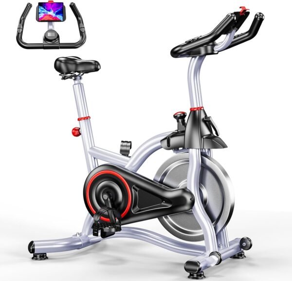 Exercise Bike Cardio Stationary Bikes for Home Gym Exercise Bikes with Comfortable Seat Cushion Indoor Cycling Bike Trainer with Silent Belt Drive and LCD Monitor Workout Bike 330 Lb Capacity - Image 2