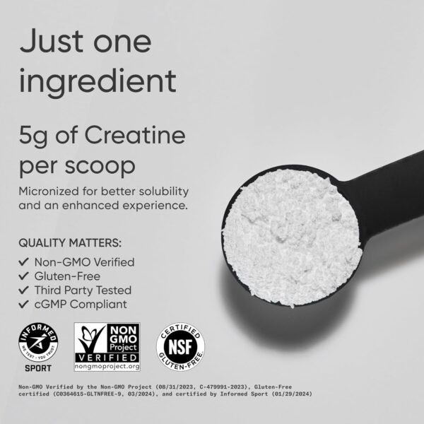 Sports Research Creatine Monohydrate - Gain Lean Muscle, Improve Performance and Strength and Support Workout Recovery - 5 g Micronized Creatine - 1.1LBS - Image 3