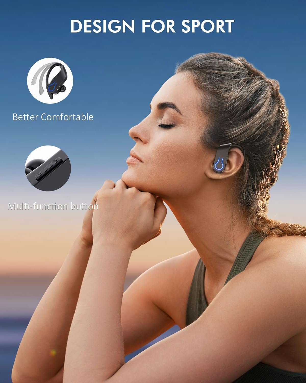 Wireless Bluetooth Earbuds 120H Playtime Bluetooth 5.3 Ear Buds for Sports, Hi-fi Stereo Earphones with LED Display Charging Case, Headphones for Running/Workout Audifonos Bluetooth inalambricos - Image 7