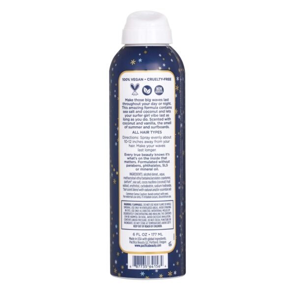 Pacifica Beauty Big Waves Coconut, Vanilla & Sea Salt Hairspray, Controls Frizz & Adds Volume, Designed for Wavy Hair, Vegan & Cruelty-Free, 6 Fl Oz - Image 8