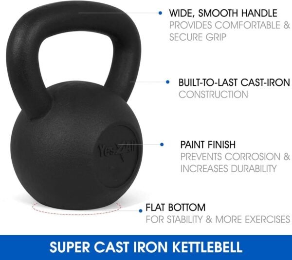 Yes4All 5-80 lbs Cast Iron Kettlebell for Dumbbell Weights Exercises, Gym, Full Body Home Workout Equipment, Push up, Grip and Strength Training - Image 3