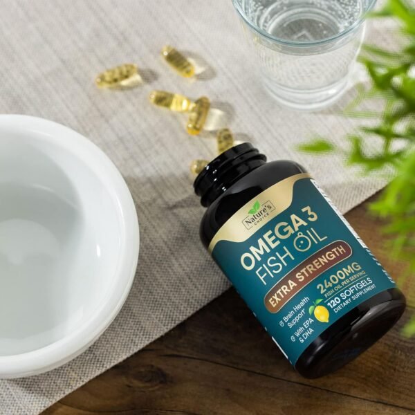 Triple Strength Omega 3 Fish Oil 2400 mg Supplement, Nature's Omega-3 Supplements, Brain & Heart Health Support - EPA & DHA, Fish Oil in Each Softgel, Fatty Acids Fish Oil Supplement - 120 Softgels - Image 10