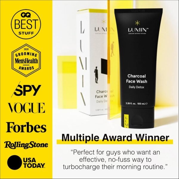 Lumin Charcoal Face Wash for Men Skincare - Daily Detox, Hydrating Face Cleanser, Removes Impurities, Exfoliates, Unclogs Pores, Controls Oil, Soothes Irritation, All Skin Types, 1 Pack - Image 8