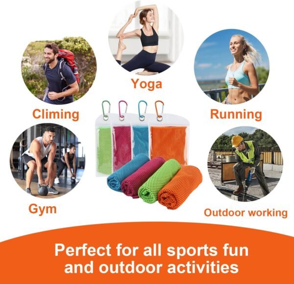 4Pack Cooling Towel (40”x12”), Cooling Towel for Neck and Face, Sweat Towels for Sport, Soft Breathable Gym Sport Towels for Man Woman, Cooling Sweat Rags for Running Workout, Ice Towels Keep Cool - Image 8