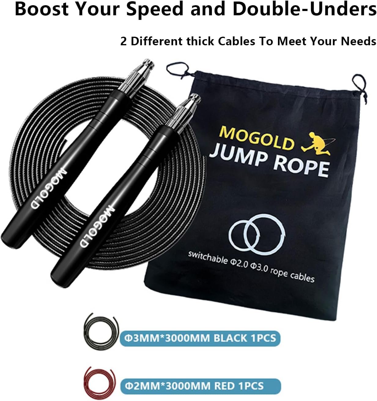 Jump Rope, High Speed Jump Rope - Premium Quality Tangle-Free - Self-Locking Screw-Free Design - Jump Ropes for Fitness - Skipping Rope for Workout Fitness, Crossfit & Home Exercises - Image 3
