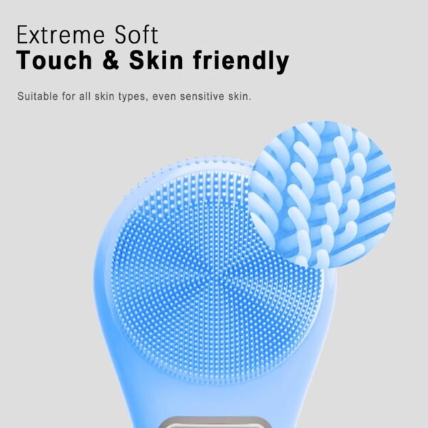 Silicone Face Scrubber Exfoliator, Rechargeable Facial Cleansing Brush with LCD Screen for Men & Women, Sonic Face Brush for Cleaning and Deep Cleansing and Exfoliating - Image 8