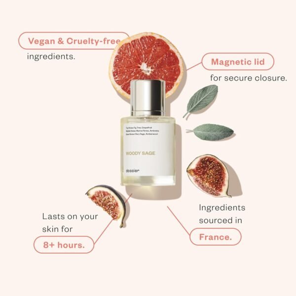 Dossier - Woody Sage - Eau de Parfum - Inspired by J.Malone's Wood Sage & Sea Salt - Perfume Luxury - Pure Infused - Paraben-Free - Vegan - For Women Men Unisex - Fragrance 1.7 Fl oz (Spray 50ml) - Image 3
