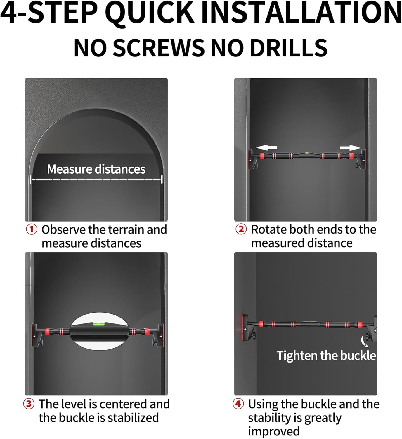 Pull Up Bar for Doorway, Free Standing & Door Workout Equipment Home Gym, No Screw Installation, Adjustable Width - Image 7