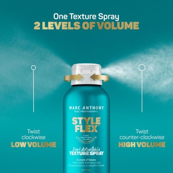 Marc Anthony Texture Spray for Women & Men, Style Flex 2-in-1 Adjustable Texturizing Spray - Low to High Volume Styling Spray for Defined, Thicker & Fuller-Looking Hair Style, 7 oz - Image 4