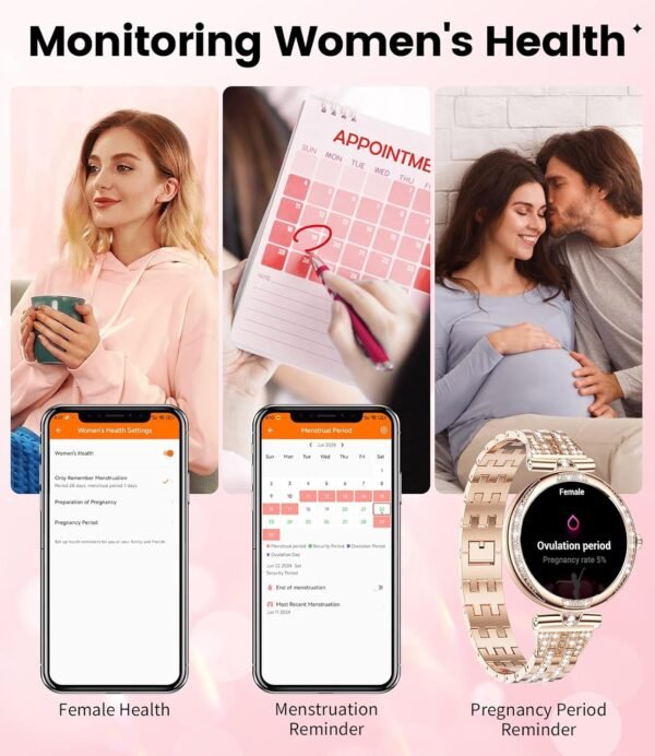 LIGE Smart Watches for Women (Answer/Make Call) with Diamonds，1.19” AMOLED Smartwatch with Heart Rate/SpO2/Sleep Monitor,IP68 Waterproof Fitness Tracker 111 Sport Modes Pedometer for Android iOS,Gold - Image 6