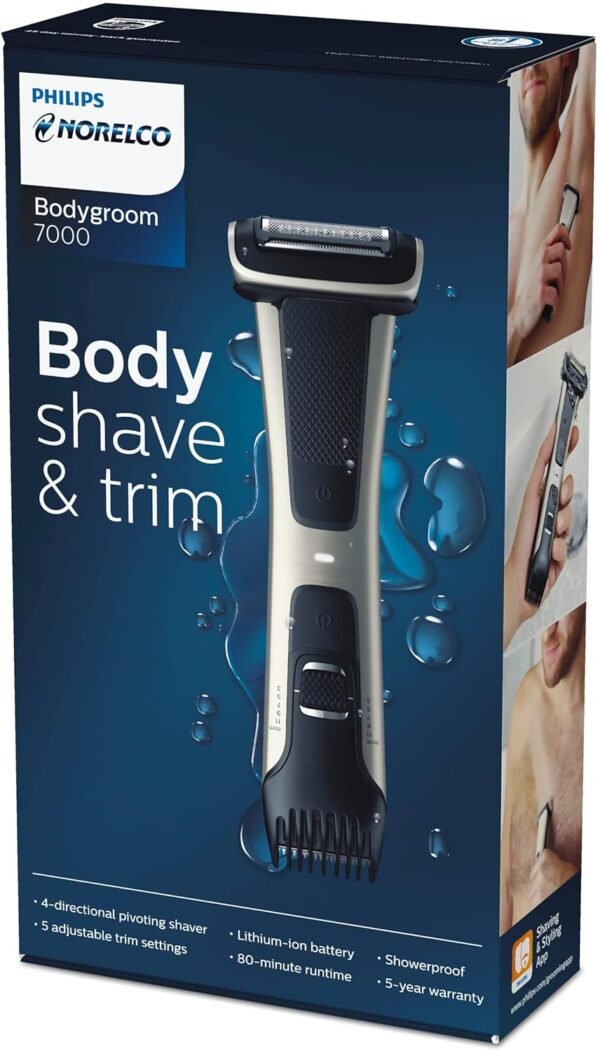 Philips Norelco Bodygroom 7000 Series, Showerproof Groin and Body Trimmer for Men, Precise Body Grooming, Adjustable Comb, Safe Even Below The Belt, 80 Min. Runtime, Model BG7030/49 - Image 10