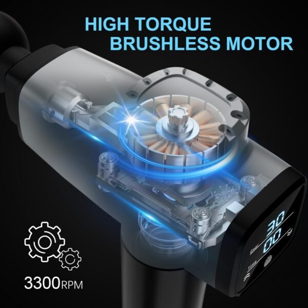 HeaDot Deep Tissue Muscle Therapy Gun for Athletes, Percussion Body Muscle Massager with 30 Speeds,6 Types of Massage Heads, Handheld Massager for Shoulder Neck Back Pain Relief (Carbon) - Image 4