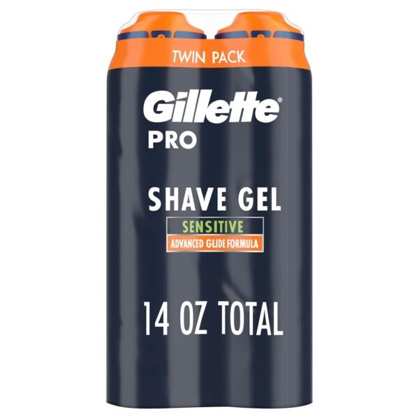 Gillette PRO Shaving Gel For Men Cools To Soothe Skin And Hydrates Facial Hair, TWIN PACK - Total 14oz, ProGlide Sensitive 2 in 1 Shave Gel - Image 2