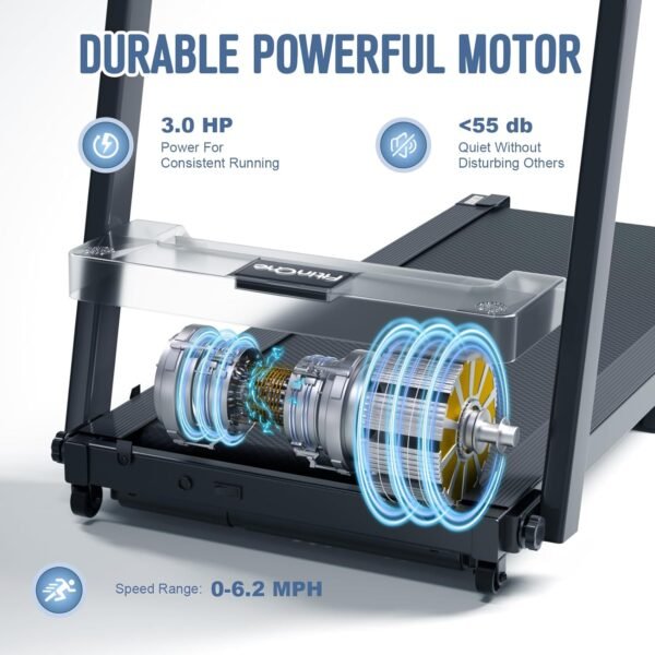 Portable Foldable 3.0 HP Small Treadmills for Home Office with 300 LBS Capacity, Folding Running Walking Compact Treadmill with Handle Bar and LED Display - Image 3