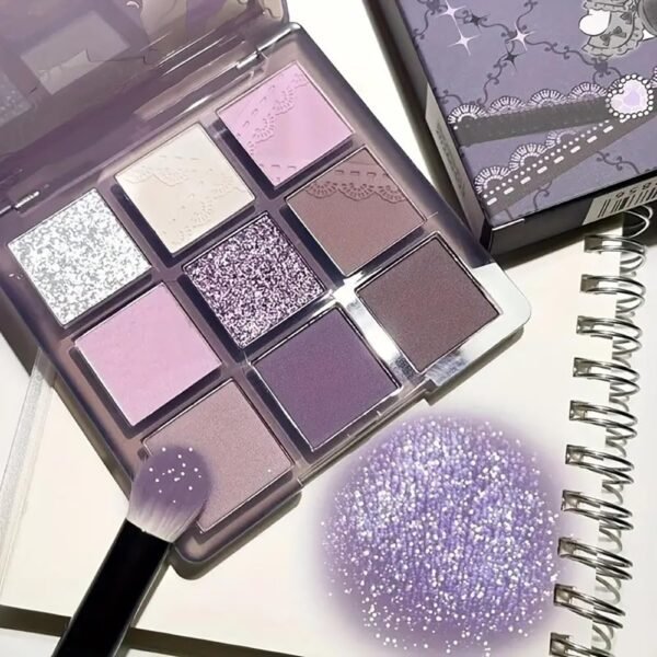 9 Colors Eyeshadow Palette Set - Purple Eyeshadow Themes, High Pigmented Blendable Matte & Glitter Shimmer Finishes, 24-Hour Long Wear Eye Makeup for Christmas Party & Music Festival (Dream Girl) - Image 3