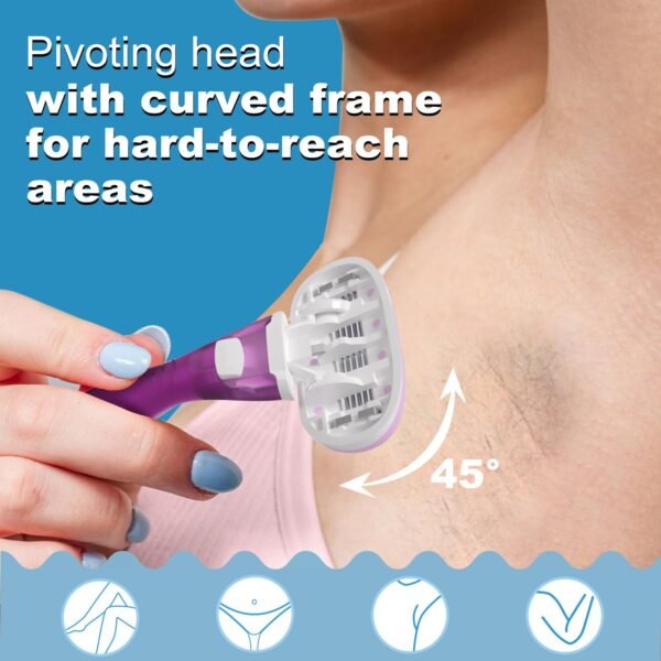 Razors for Women, 5-Blade Razors for Women Sensitive Skin, Womens Razors for Shaving, Women’s Razor Kit for a Smooth and Close Shave, 1 Razor with 4 Razor Blade Refills, Lavender Purple - Image 6
