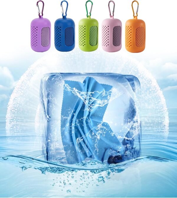 Cooling Towel[5 Pcs]-Sweat Towel,Gym Towel,Ice Towel Yoga Towel with Silicone Storage Bag,Basketball Towel,Camping Hiking Towels,Golf Cooling Towel（Green、Blue、Purple、Pink、Orange） - Image 2