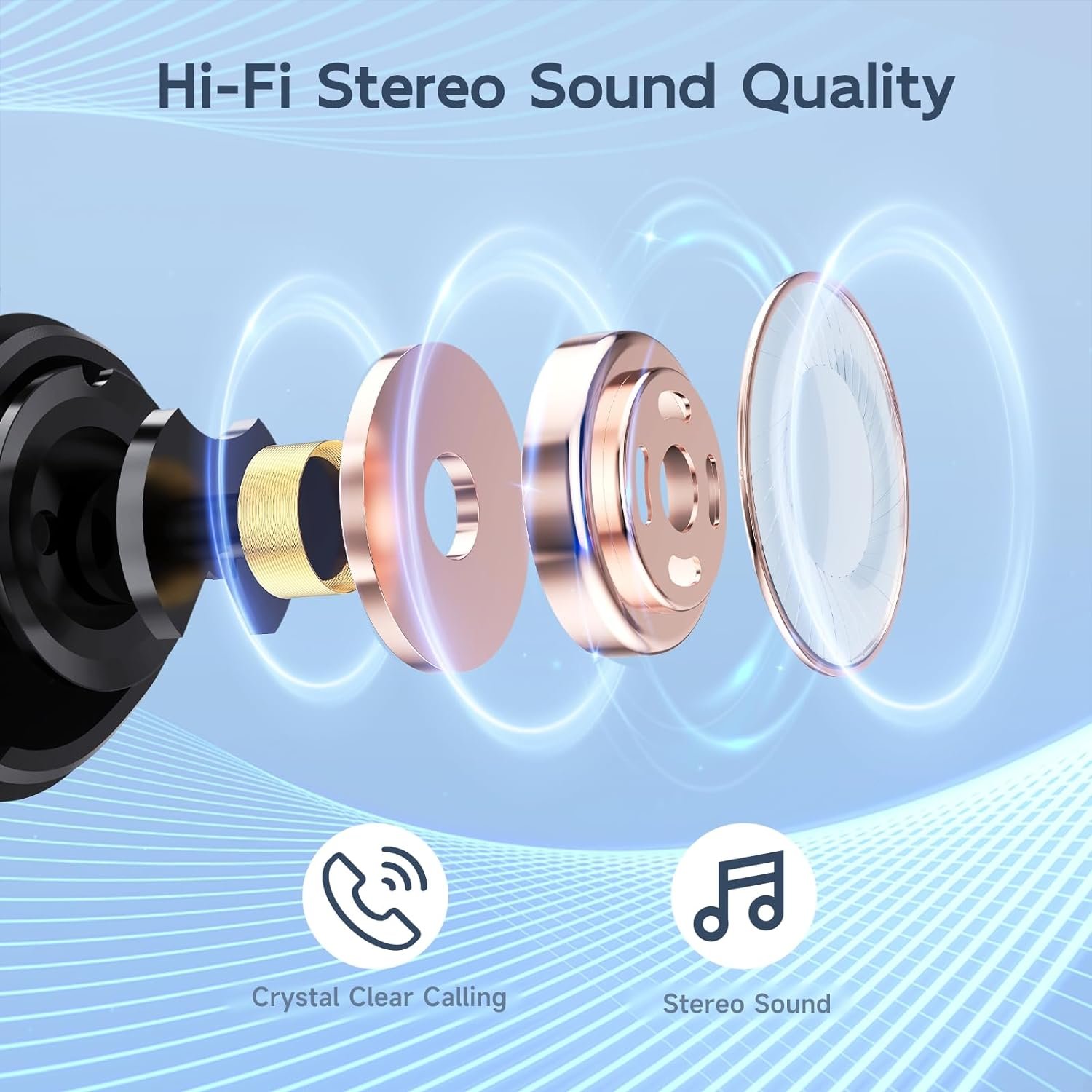 Wireless Ear buds Bluetooth Earbuds Wireless Charging Case Waterproof Headphones Built in Microphone Stereo Bass 64H Playback LED Power Display for iPhone Android Phones Computer Sports Gaming Workout - Image 4