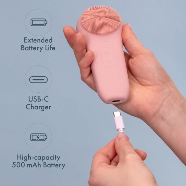Facial Cleansing Brush, Rechargeable Electric Silicone Face Scrubber Exfoliator, Waterproof Silicone Face Brush Cleanser w/Fast USB-C Charger, Massaging & Face Exfoliator Scrubber for Men & Women - Image 5