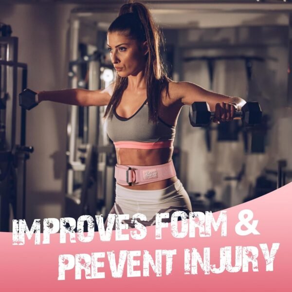 Lifting Belt Women (4 Inch Wide) Self-Locking Weightlifting Belt for Ladies Gym Cross Training, Bodybuilding, Deadlifts, Squats Power Lifting- Adjustable Olympic Lifting Lower Back Support - Image 7