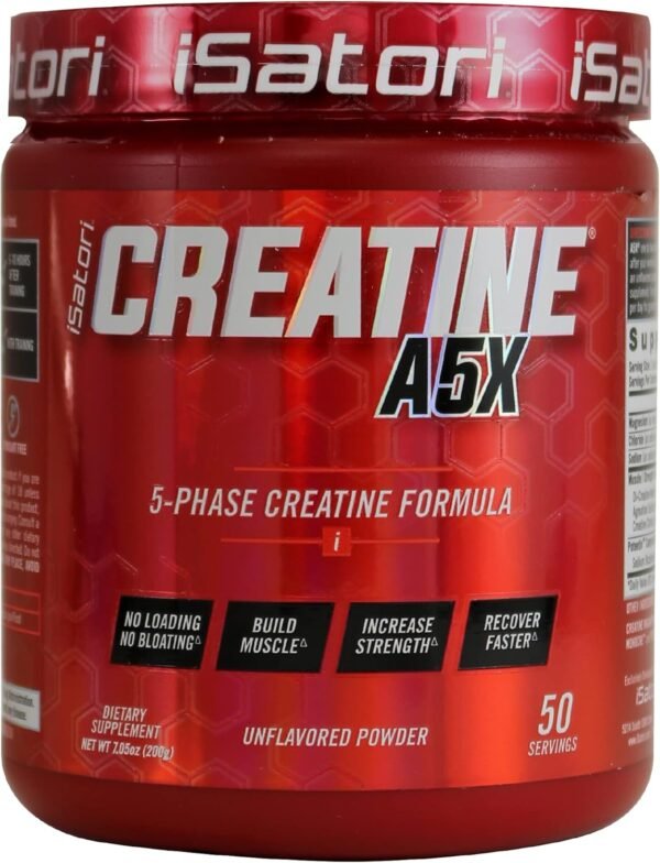 iSatori Creatine A5X, 5 Phase Creatine Powder Formula with & Betaine Anhydrous, Stim-Free Pre Workout Muscle Builder & Post Workout Recovery Powder, Unflavored, 50 Serving - Image 2