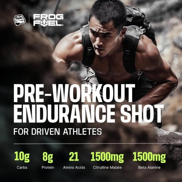 Frog Fuel Ultra Pre Workout Shot & Energy Gel with 1500mg Beta Alanine, Electrolytes 8g Protein Nano-Hydrolyzed Grass Fed Collagen, 10g Carbs, Gluten Free, Fat Free, Berry, 1.2 oz Packets, 24 Pack - Image 3