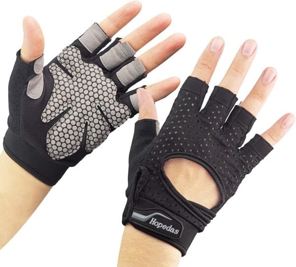 Workout Gloves Weight Lifting Gloves Palm Support Protection for Men Women, Exercise Gloves Sports for Training, Fitness, Gym, Black - Image 2
