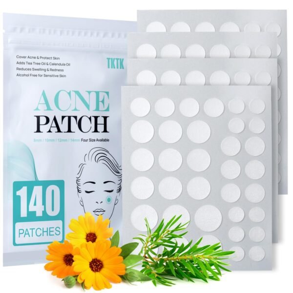 Acne Patch Pimple Patch, 4 Sizes 140 Patches Acne Absorbing Cover Patch, Hydrocolloid Invisible Acne Patches For Face Zit Patch Acne Dots Tea Tree, Calendula Oil - Image 2