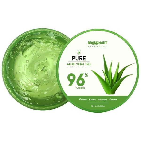 Organic Aloe Vera Gel for Face, Body Skin, Hair & Sunburn Relief, 96% Pure Aloe Vera Gel for Soothing, Hydration, Calming Moisturizer for After Sun Skin Care (300 ml) - Image 9