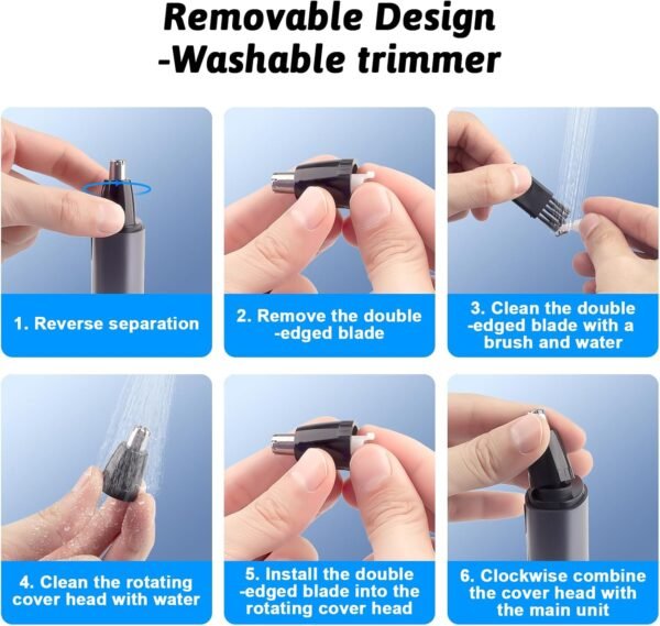 Nose Hair Trimmer for Men, Ear and Nose Trimmer for Men with Fast Charging Built-in Battery, Portable Nose Hair Trimmer for Women，LCD，Dual Edge Blade，High Speed 12000 RPM Motor - Image 8