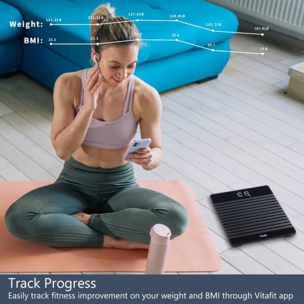 Vitafit Anti-Slip Smart Digital Bathroom Scale for Body Weight, FSA HSA Store Eligible, High Accuracy Assured by Weighing Professional Since 2001, BMI with App,Black - Image 8