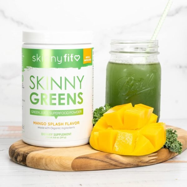 SkinnyFit Mango Splash Skinny Greens, Green Juice Superfood Powder, Natural Energy & Focus, Reduce Bloating, Spirulina, Chlorella, 30 Servings - Image 10