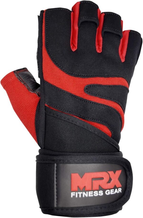 MRX Weightlifting Gloves for Men Workout Gloves Mens Wrist Support Lifting Gloves Male Gym Gloves | Workout Gym Accessories for Men Weight Lifting Fingerless Gym Exercise for Powerlifting - Image 5
