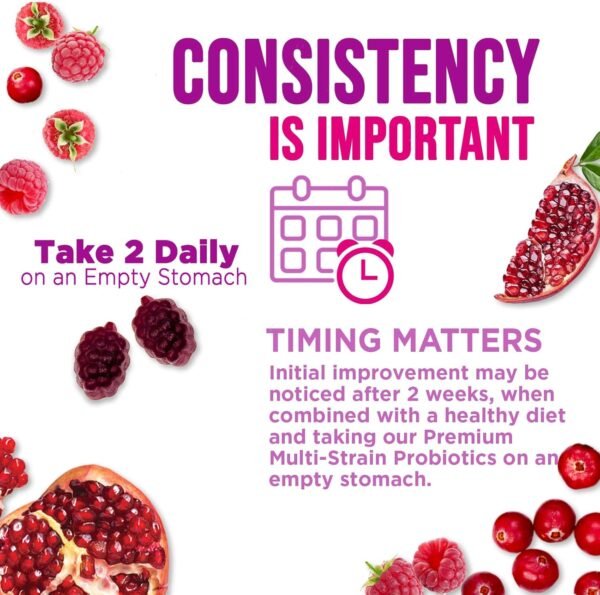 Probiotic Gummy for Women - Digestive Health Support, 3 Billion CFU Womens Probiotic for Vaginal pH, Urinary & Immune Support, 6 Diverse Strains w/ Cranberry, Non-GMO Probiotics - 60 Gummies - Image 9