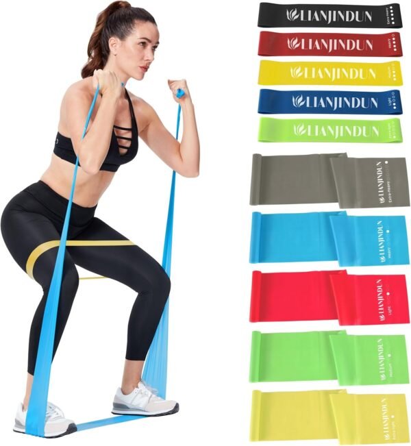 Professional 5 Pcs Long Resistance Bands and 5 Pcs Loop Bands. Latex-Free, Work Out Bands, Stretch Bands for Working Out Women or Men, Exercise Bands Set for Physical Therapy - Image 2