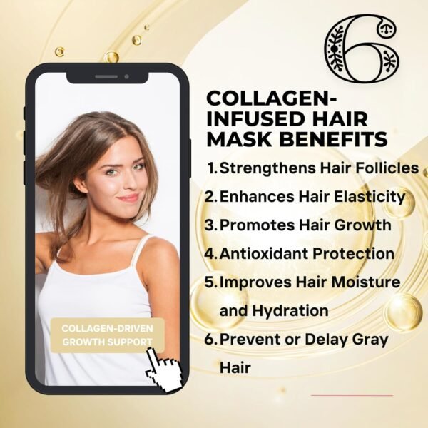Collagen Hair Mask for Damaged Hair-Deep Nourishing Repair Conditioning Argan Oil Treatment-For Dry, Damaged Textures, Boosts Texture & Resilience 500ml/16.90 oz, Yellow - Image 4