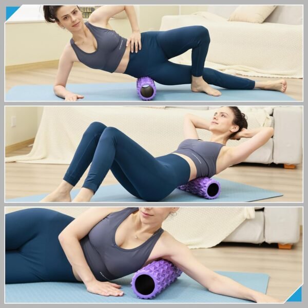 Foam Roller, 15inch Deep Tissue Massager for Muscle Massage, Myofascial Trigger Point Release, Exercise, Yoga, Pilates(Purple) - Image 7