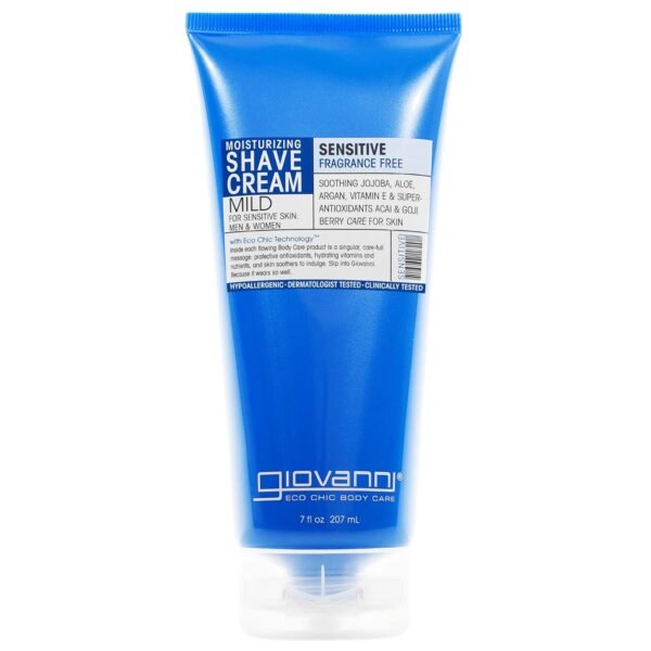 GIOVANNI Moisturizing Shave Cream - Fragrance Free With Soothing Aloe, Jojoba, Argan & Super Antioxidants Acai & Goji Berry, for Men & Women, Sensitive Skin, Hypoallergenic - 7 oz - Image 2