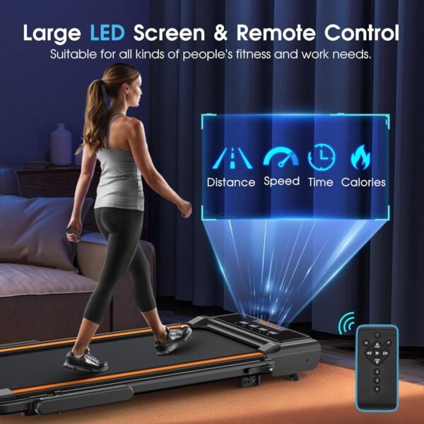 Walking Pad Treadmill with Incline, 3 in 1 Under Desk Treadmill 300lbs Capacity with Removable Desk Workstation, 3.5HP Compact Foldable Walking Treadmill for Home Office with Remote Control - Image 6
