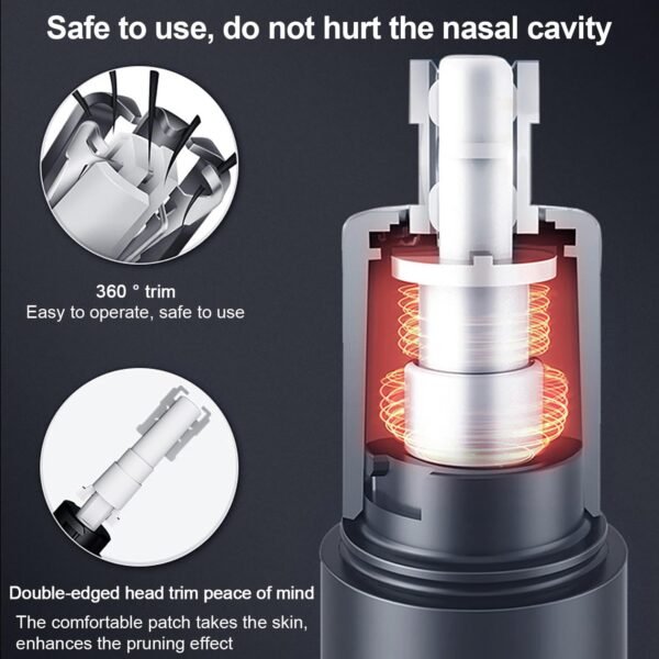 Rechargeable Ear and Nose Hair Trimmer -Professional Painless Eyebrow & Facial Hair Trimmer for Men Women, Nose Hair Trimmer for Men (Black) - Image 6