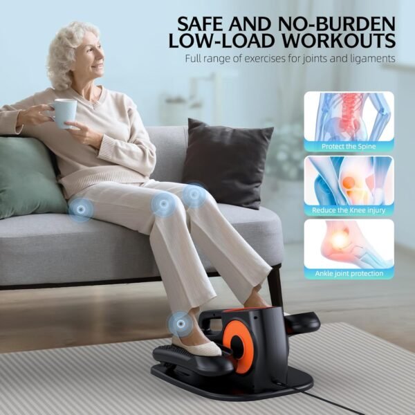 Under Desk Elliptical, Ellipse Leg Exerciser While Sitting for Seniors, Quiet Portable Electric Seated Pedal Exerciser with Remote Control and 12 Adjustable Speeds for Home Office - Image 6