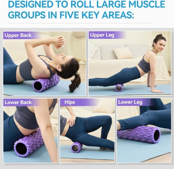 Foam Roller, 15inch Deep Tissue Massager for Muscle Massage, Myofascial Trigger Point Release, Exercise, Yoga, Pilates(Purple) - Image 6